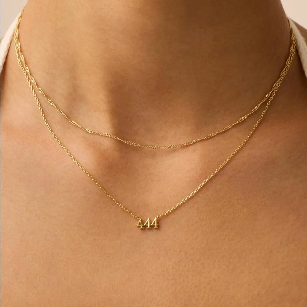 555 Elegant Gold Necklace with Number Pendant